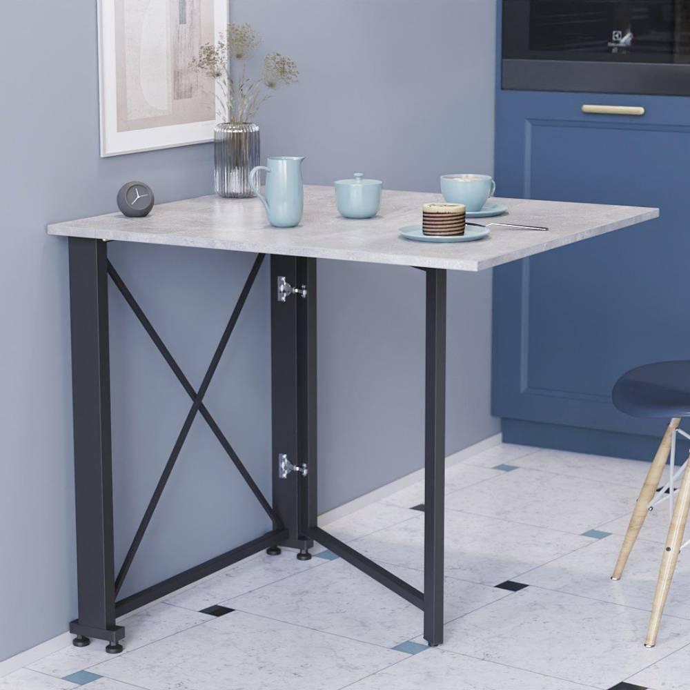 Стіл-книга трансформер Оріон 1 Ferrum-decor 750x810x730 Чорний метал ДСП Бетон 16 мм (FRD-104603)