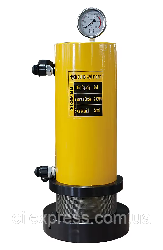 Гідравлічний циліндр 66 тонн 200 мм шток двох ходових криплень гайка