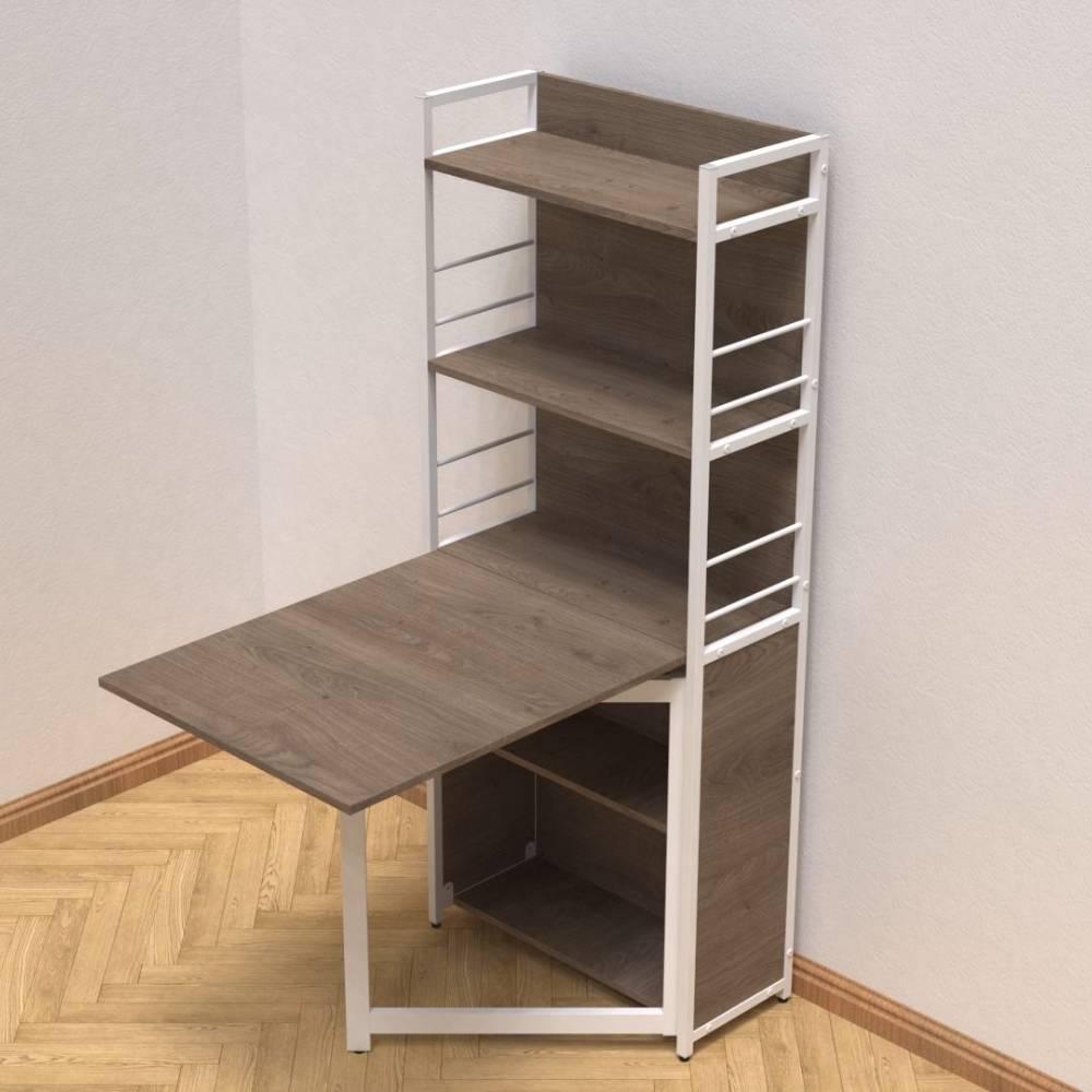 Стіл книжка з етажеркою Практик 2 Ferrum-decor 1555x640x990 Білий метал ДСП Дуб Сонома Трюфель 16 мм (FRD-104636)