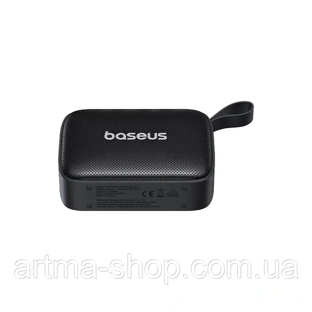Бездротова колонка Baseus AeQur 30 Mini Portable Wireless Speaker, IPX6, Потужність 5Вт, 1500mAh, 12h, чорна