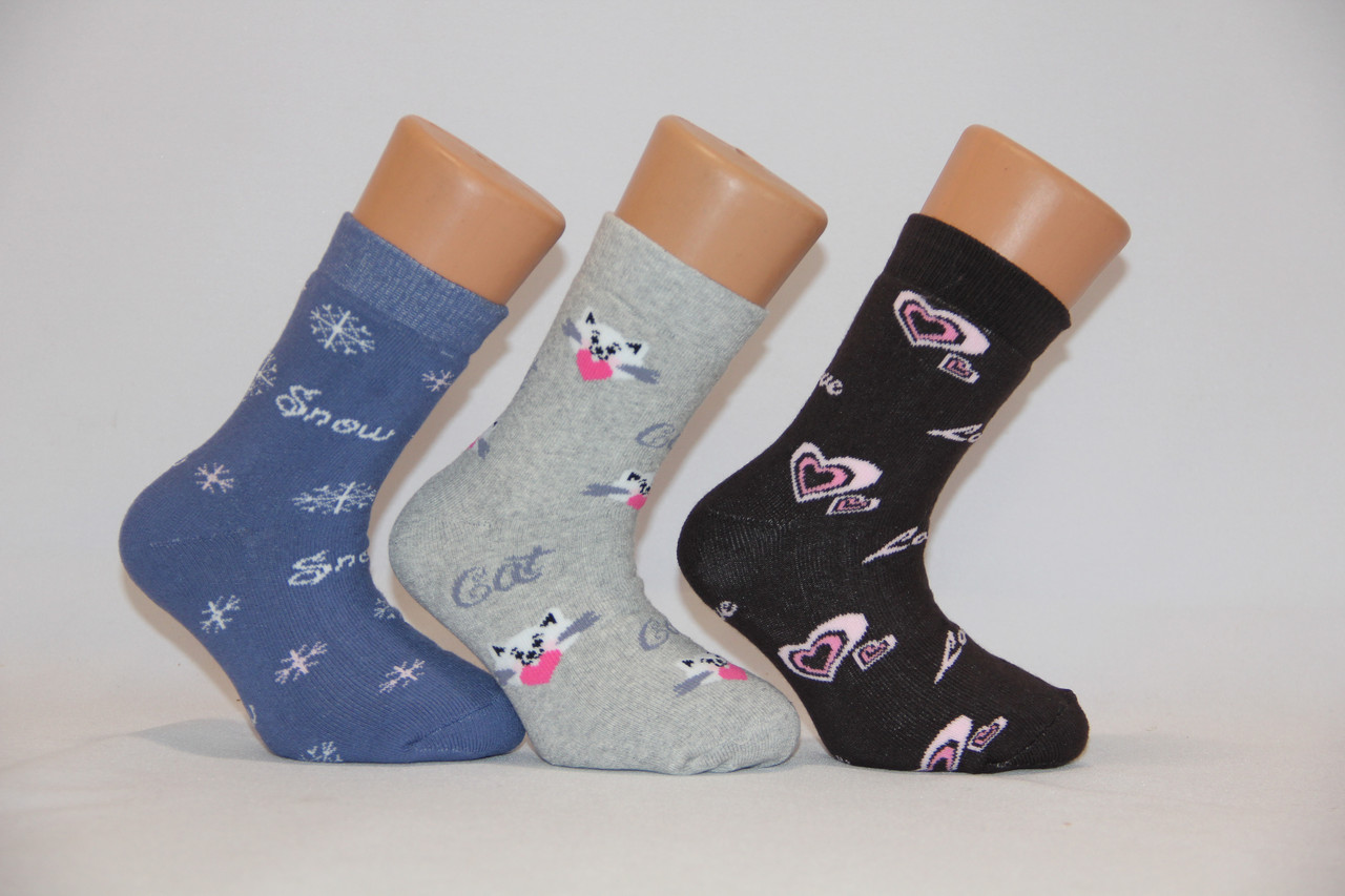 Дитячі шкарпетки махрові для підлітків Стиль люкс 20-22 к-1 кіца, серце, Snow, фото 1