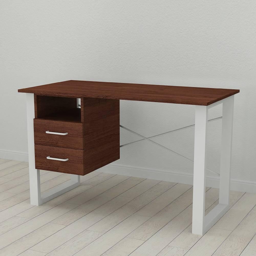 Письмовий стіл із ящиками Ferrum-decor Оскар 750x1400x700 метал Білий ДСП Венге 16 мм (FRD-105387)