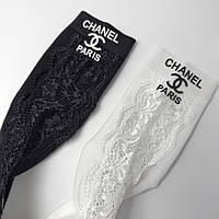 Стильні ажурні шкарпетки Chanel Paris жіночі шкарпетки з мереживом шкарпетки з логотипом Chanel 35-39 р білі