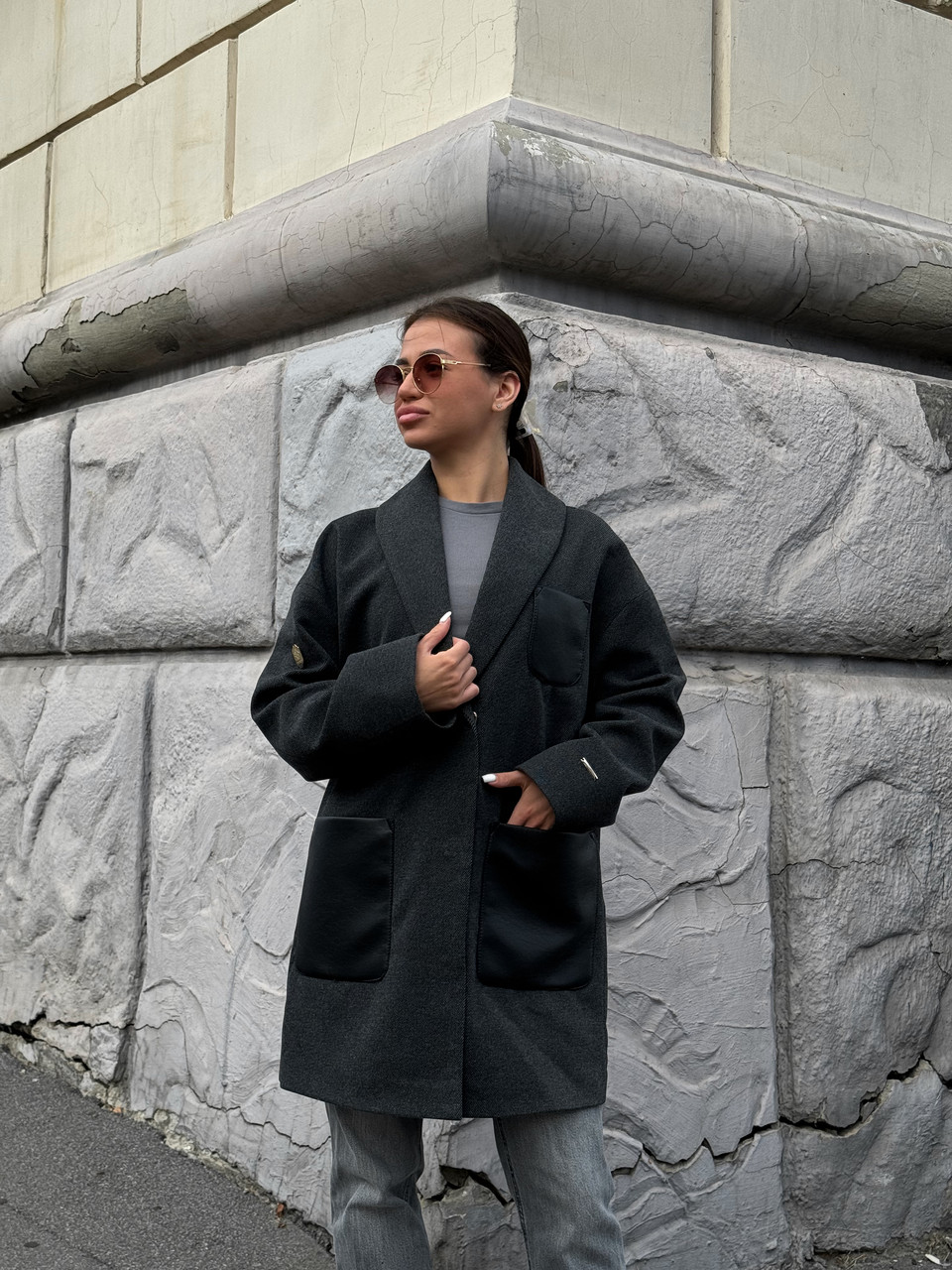 Модні жіночі пальто осінні молодіжні 40-48 сірий, фото 1