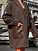 Модні жіночі пальто осінні молодіжні 40-48 шоколад, фото 4