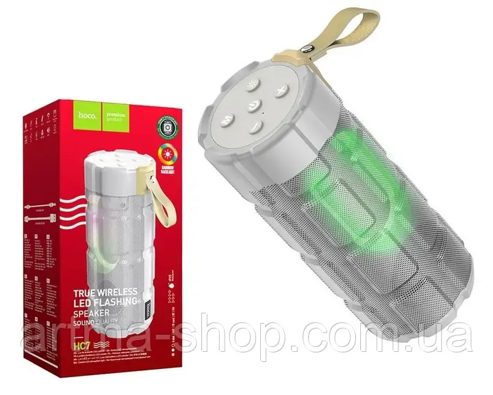 Портативна Bluetooth-колонка Hoco HC7 Pleasant sports, Потужність 10Вт, IPX5, сіра