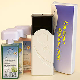 Набір для депіляції та шугарингу 5в1 з воскоплавом 40Вт, паперовими смужками 100шт та пасти в картриджі 150г 3шт