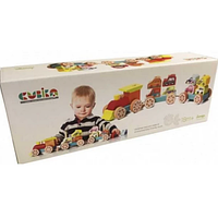 Дерев'яна іграшка Поїзд із машинками від бренду Cubika 14 деталей (13999)