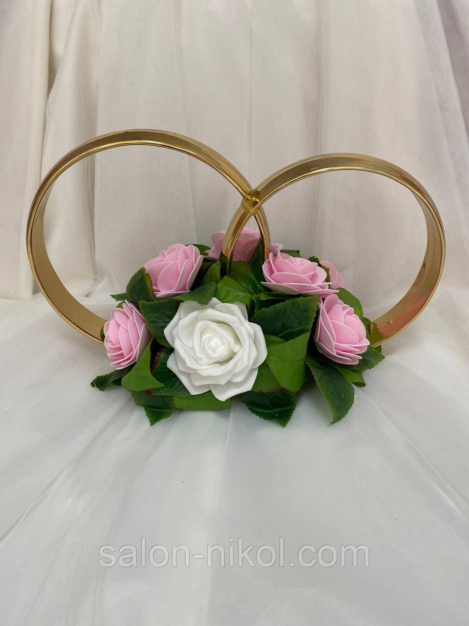 Кільця на авто (ніжно рожеві). Прикраса на весільну машину., фото 1