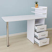 Манікюрний стіл Стандарт з полицями і шухлядками (пряма стільниця )