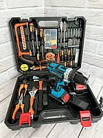 Акумуляторний Шурупокрут Дриль 2 акумулятори з великим набором інструментів, Шурупокрут для дому у валізі