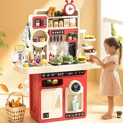 Дитячий сюжетно-рольовий набір велика кухня кухарчик маленький кулінар 90 предметів плита витяжка ефекти пара