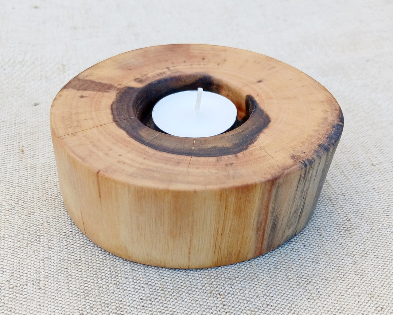 Підсвічник настільний з дерева під чайну свічку, ручна робота (олія віск)