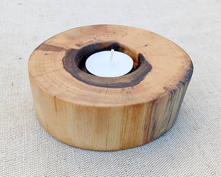 Підсвічник настільний з дерева під чайну свічку, ручна робота (олія віск), фото 1