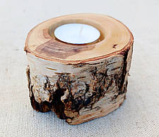 Свічник березовий ручної роботи, (з осколком усередині), фото 2