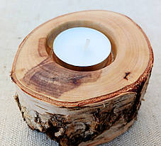 Свічник березовий ручної роботи, (з осколком усередині), фото 3