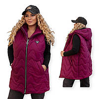 Дута жилетка з капюшоном 48-50, 52-54, 56-58, 60-62, жилетка жіноча безрукавка великого розміру