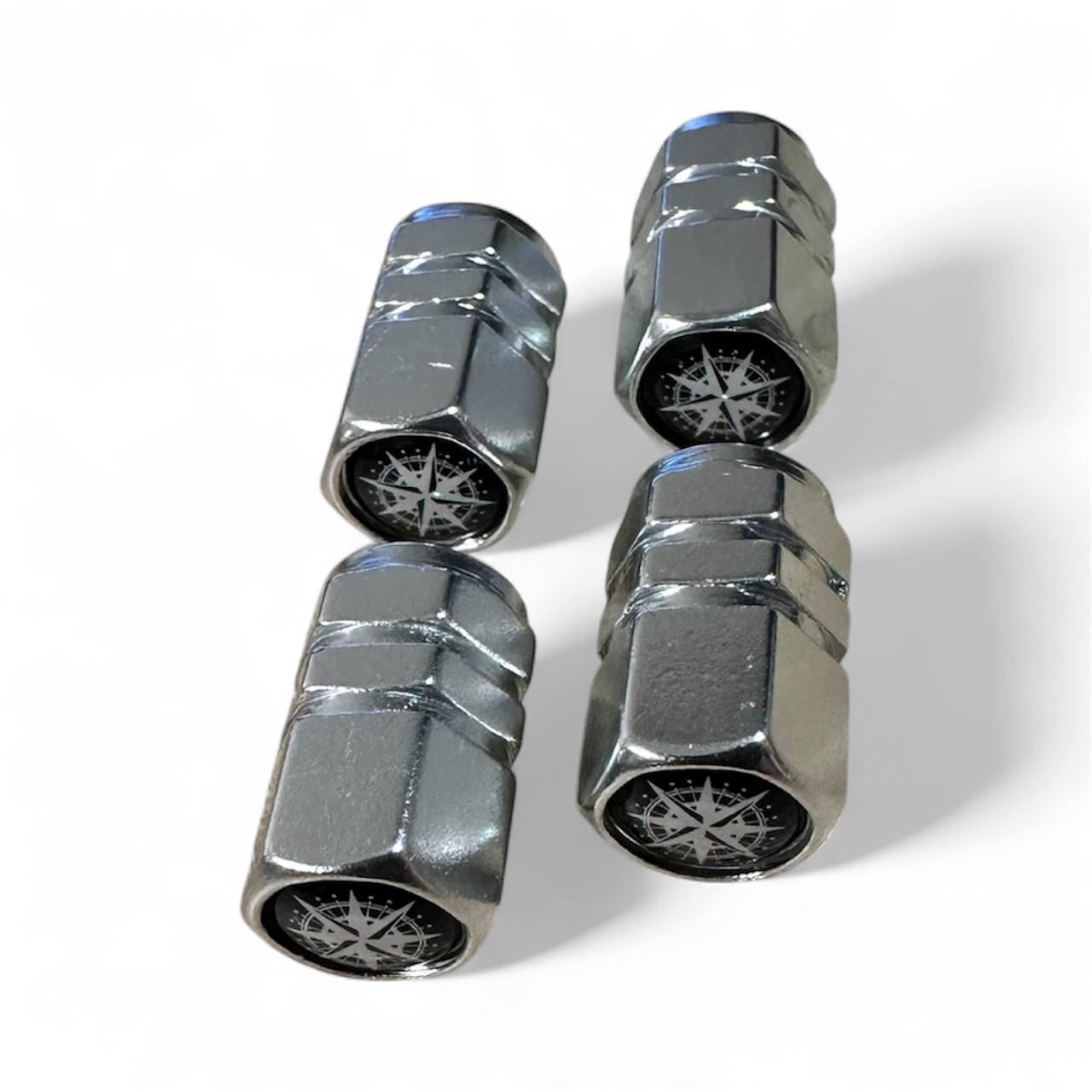 Захисні ковпачки на ніппеля Універсальні шестигранні металеві 4 шт Хром Компас