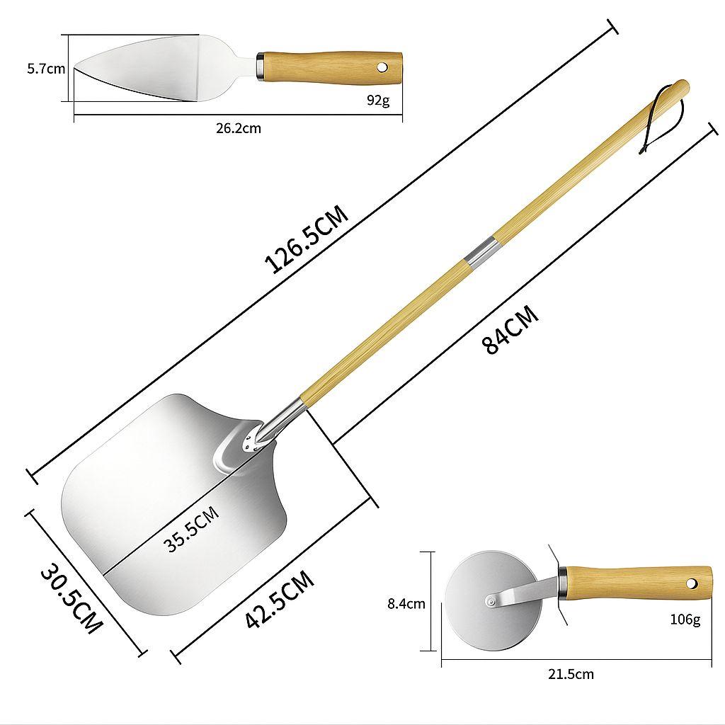 Лопата для піци 30х127(87) см ніж лопатка (набір), фото 1