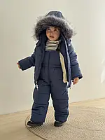 Детский зимний комплект (куртка+штаны) "DUO" темно-синий 86-92см