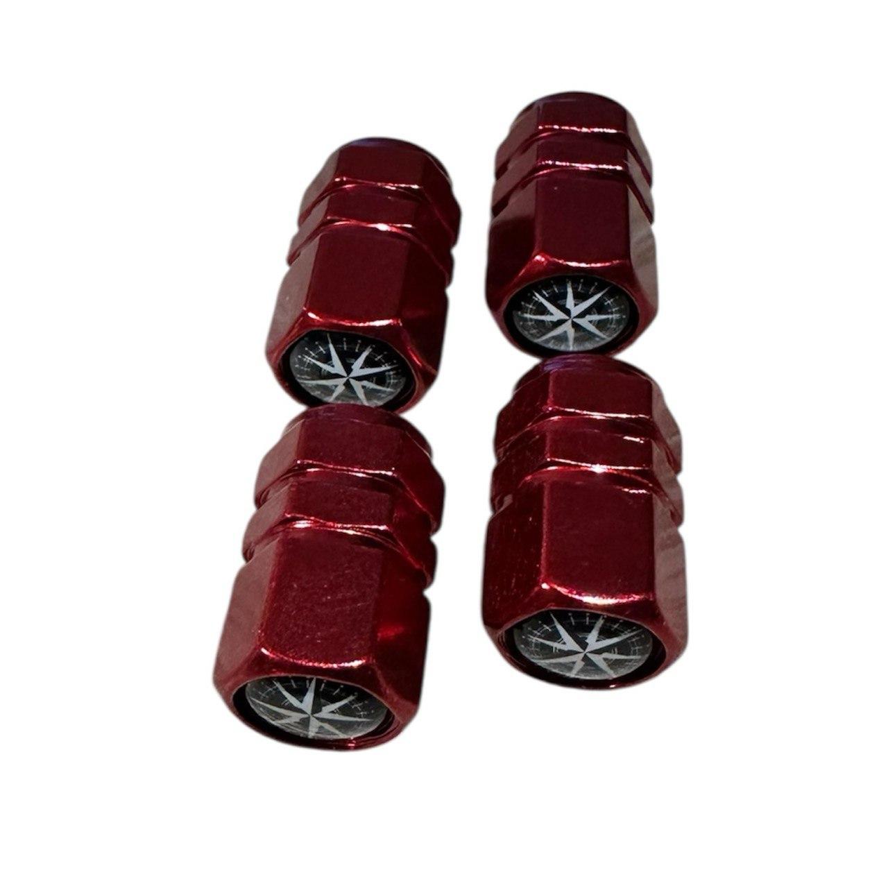 Захисні ковпачки на ніппеля Універсальні шестигранні металеві 4 шт Червоні Компас