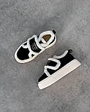 Натуральна замша /зимові кросівки на липучці чорно-білі, фото 3