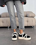 Натуральна замша /зимові кросівки на липучці чорно-білі, фото 6