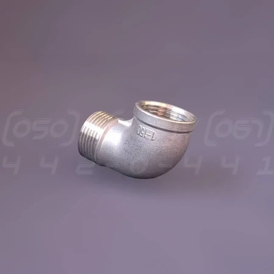 Косинець різьбовий нержавіючий DN25 (1") ВН/ЗР, н/ж сталь AISI304, 90°, Class 150, BSPP, ISO 4144, фото 1
