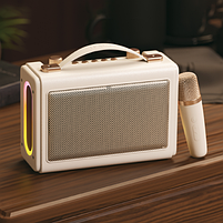 Портативна ретро колонка караоке HAVIT SK823BT 16W RGB Beige (10/ящ), фото 3