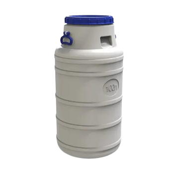 Бідон харчовий 100л білий з кришкою (d28см/синя) LITOLAN