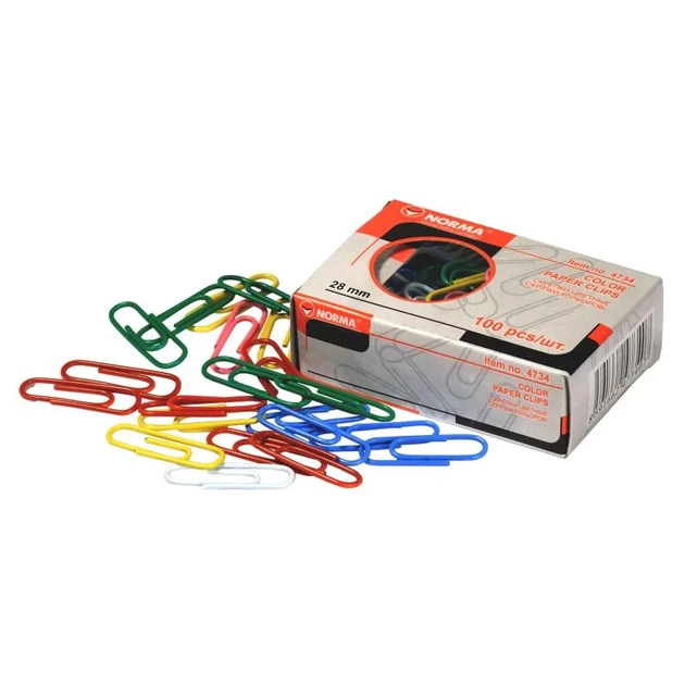 Скріпки Norma 28мм 100шт кольорові (4734), фото 1