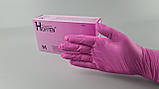 Рукавиці Нітрил Рожевий (100 шт.) розмір М "HOFFEN" (1 пачка), фото 2