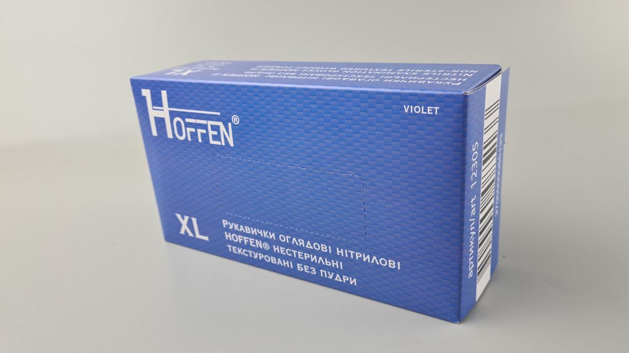 Рукавички Нітрил Фіолетовий (100 шт.) розмір XL"HOFFEN" (1 пачка), фото 1