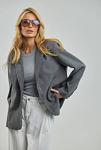 Класичний жіночий піджак із англійським коміром - сірий цвет, ONE SIZE (є розміри)