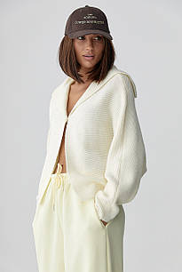 В'язаний кардиган з відкладним коміром - молочний цвет, ONE SIZE (є розміри)