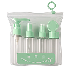 Дорожній набір порожньої тари, 5 предметів у косметичці (флакони, спрей, баночка), фото 1
