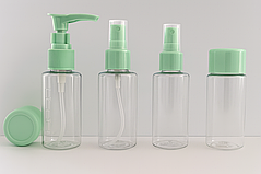 Дорожній набір порожньої тари, 5 предметів у косметичці (флакони, спрей, баночка), фото 2