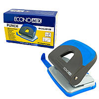 Дырокол Economix E40128 с линейкой 20 листов голубой с серым.