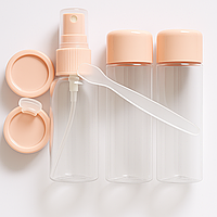 Дорожній набір ємностей для косметики 7 предметів у прозорій косметичці