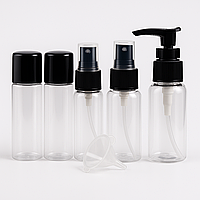 Дорожній набір ємностей для косметики 6 предметів у прозорій косметичці