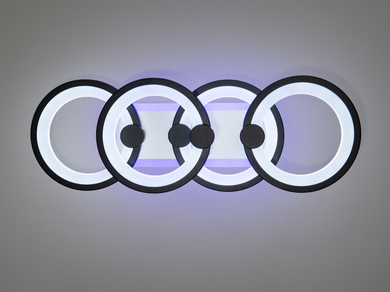 Світлодіодна люстра Diasha чорна кільця 65W з пультом для вітальні H8022/2+2BK LED 3color dimmer, фото 1