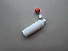 100 - 107 мл білий флакон круглий ПЕТ тара з червоною кришкою і вставкою 20/410