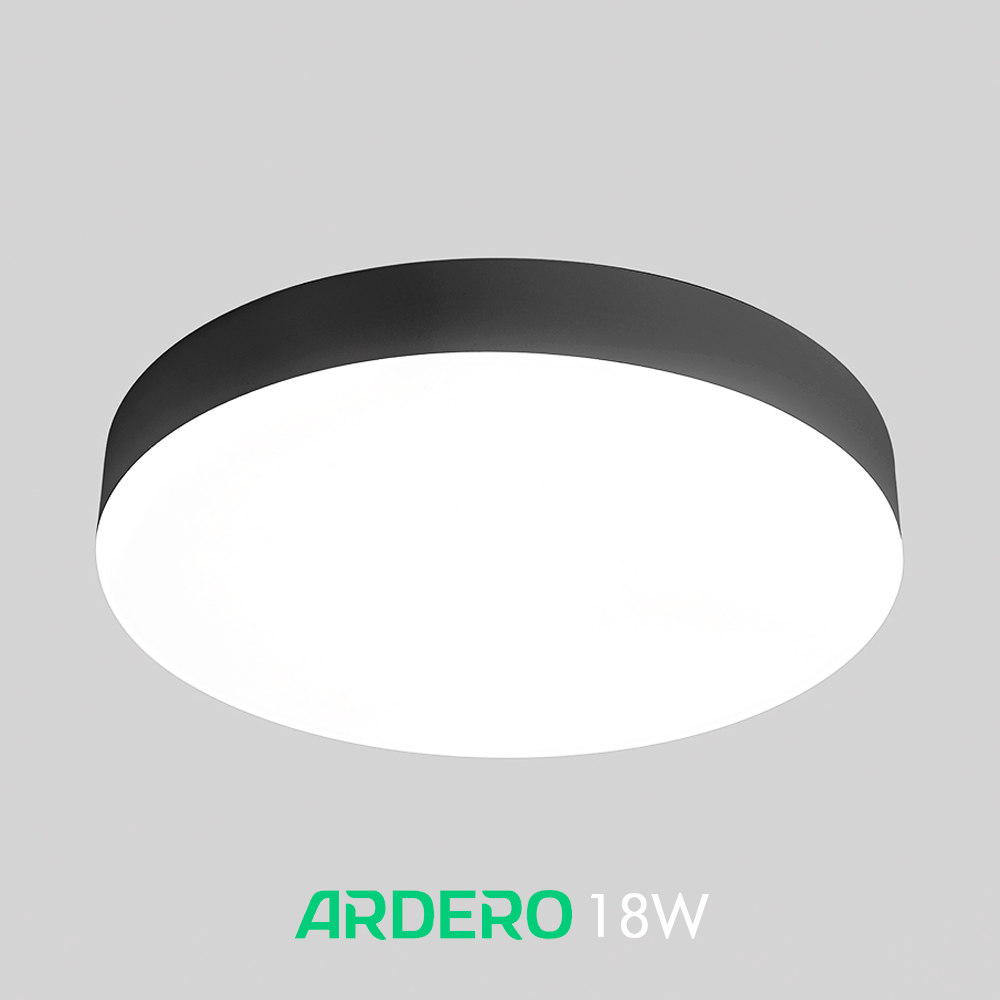 Світлодіодний світильник Ardero AL807 ARD 18W LED 1440Lm 5000К IP40 коло Ø156x26мм накладний круглий чорний, фото 1