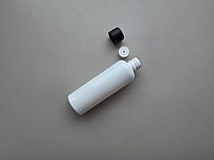 100 - 107 мл білий флакон круглий ПЕТ тара з чорною кришкою і вставкою 20/410