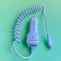 АЗП USB 5V 2.1A з крученим кабелем microUSB