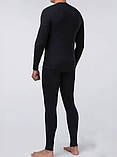 Чоловіча зимова термобілизна чорна до -25, на байці, повсякденний теплий термокомплект розміри від S до 3XL, фото 3