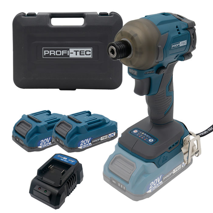 Потужний акумуляторний гвинтоверт PROFI-TEC PPID2620 POWERLine : з АКБ 2шт-20V 2Ah (007132)