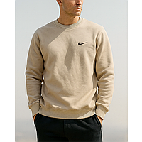 Теплий зимовий світшот Nike толстовка чоловіча на флісі бежева толстовка світшот найк брендовий осінній ravax