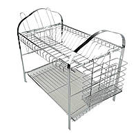 Сушарка для посуду Empire 9786 двоярусна нержавіюча сталь 44 х 25 х 36 см сріблястий