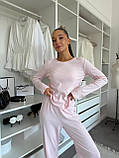 Жіночий піжамний комплект штани та лонгслів Rose Amour, блідо-рожевий, фото 3